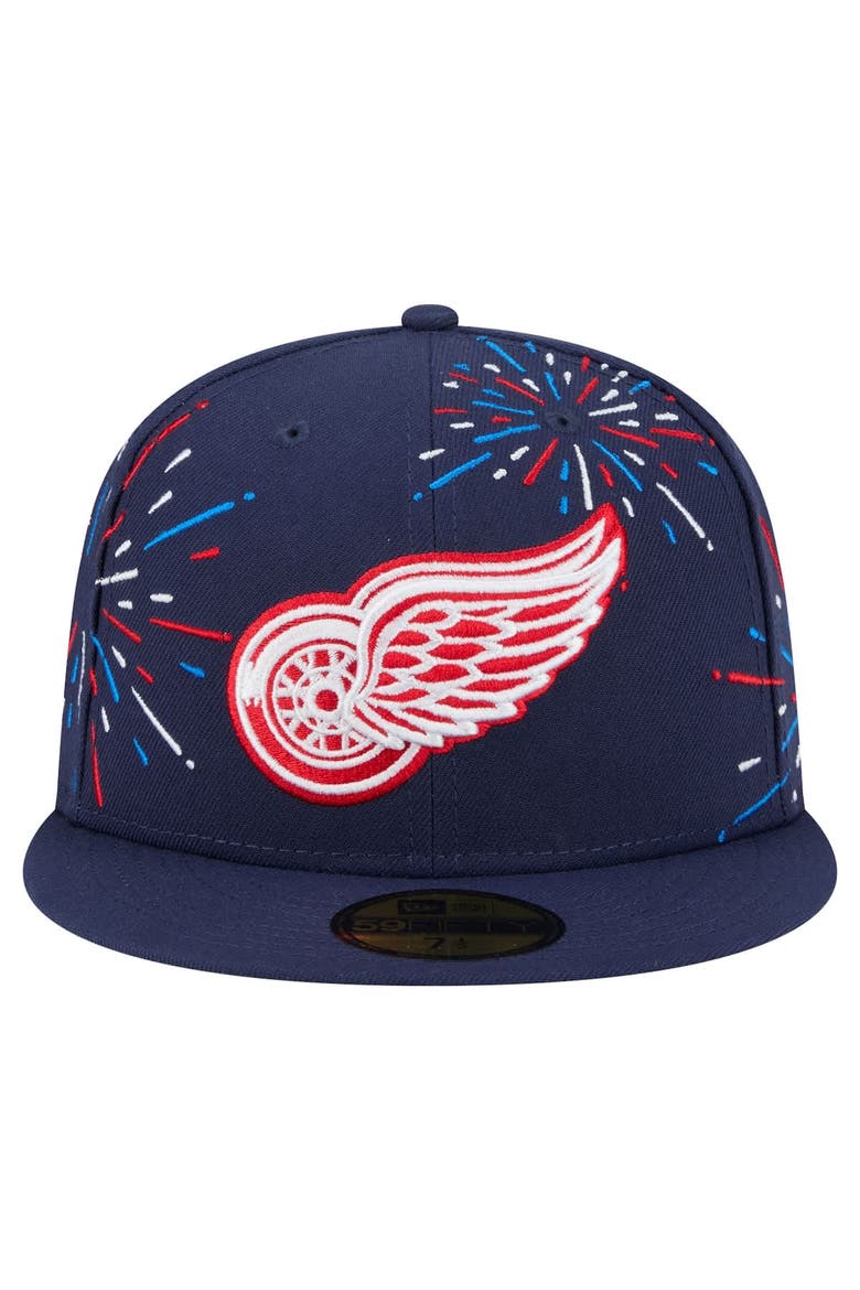 Men's New Era  Navy Detroit Red Wings Americana Fireworks 59FIFTY Fitted Hat, Alternate, color, Navy