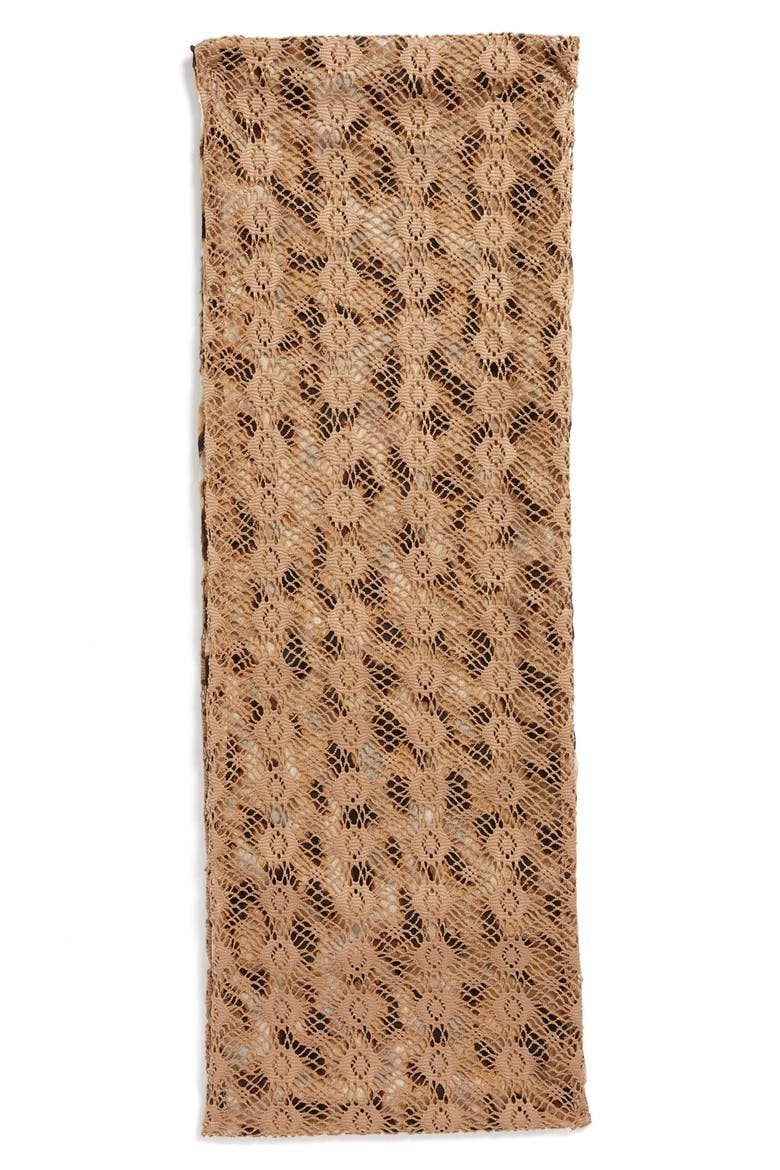 Leopard Print & Lace Infinity Scarf, Alternate, color, CAMEL