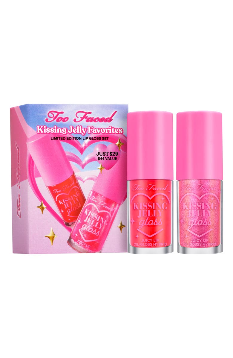Too Faced Kissing Jelly Favorites Lip Oil Gloss Set $44 Value, Main, color, Sour Watermelon And Bubblegum