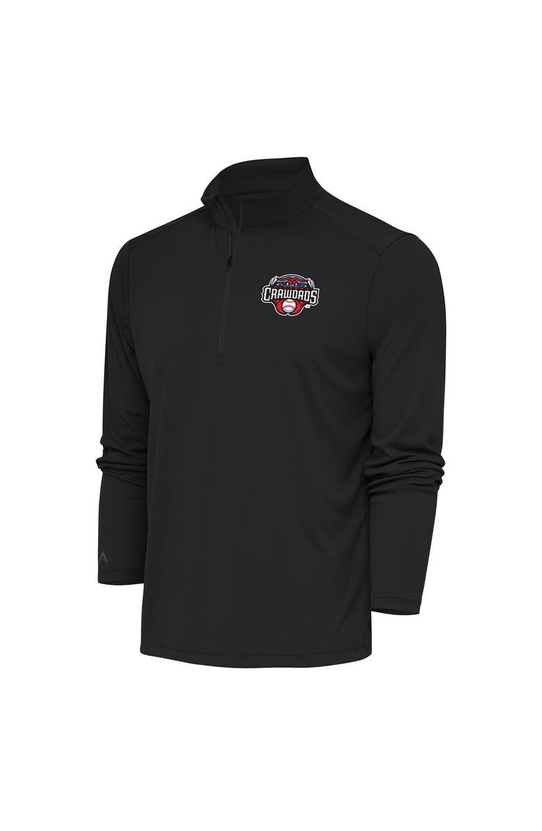 ANTIGUA Men's Antigua Charcoal Hickory Crawdads Tribute Quarter-Zip Pullover Top, Alternate, color,