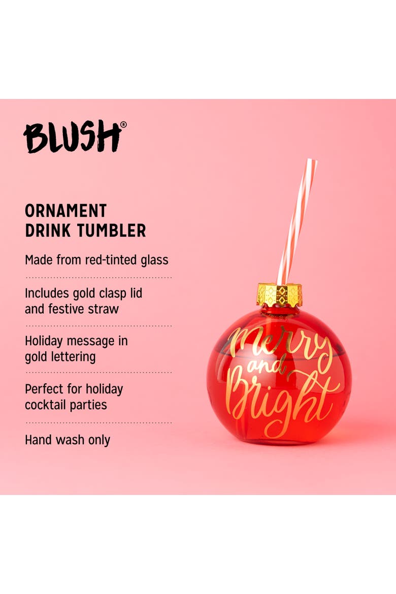 Red Ornament Drink Tumbler Blush, Alternate, color, Red
