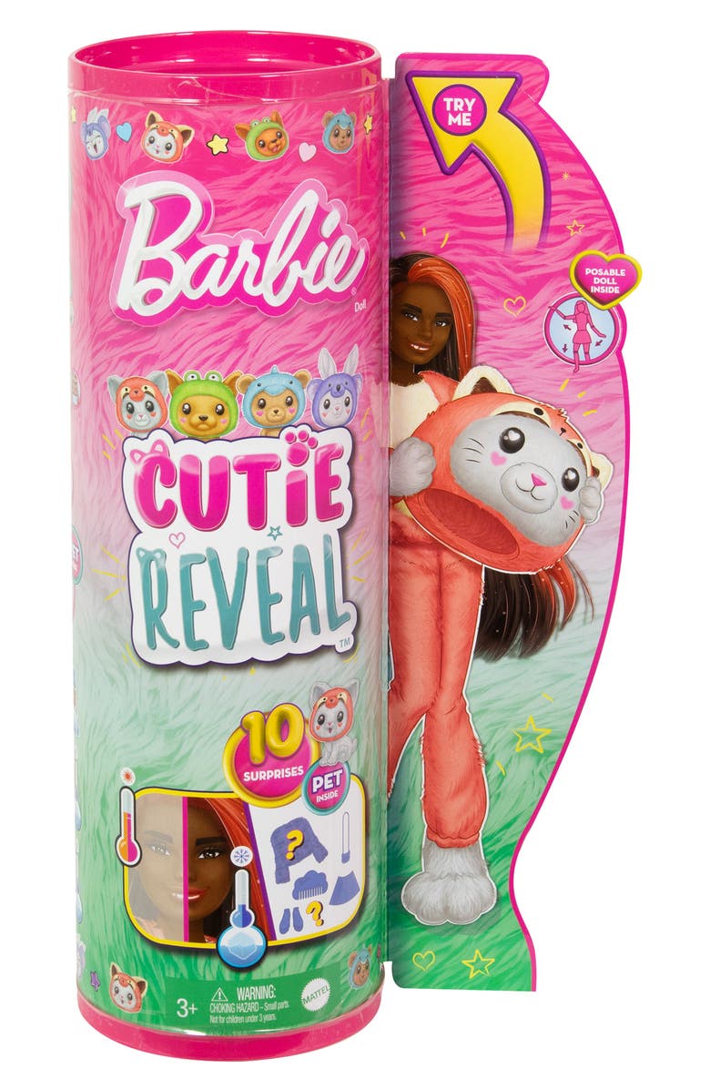 Barbie <sup>®</sup> Cutie Reveal<sup>™</sup> Kitten as Red Panda Doll with 10 Surprises, Alternate, color, 