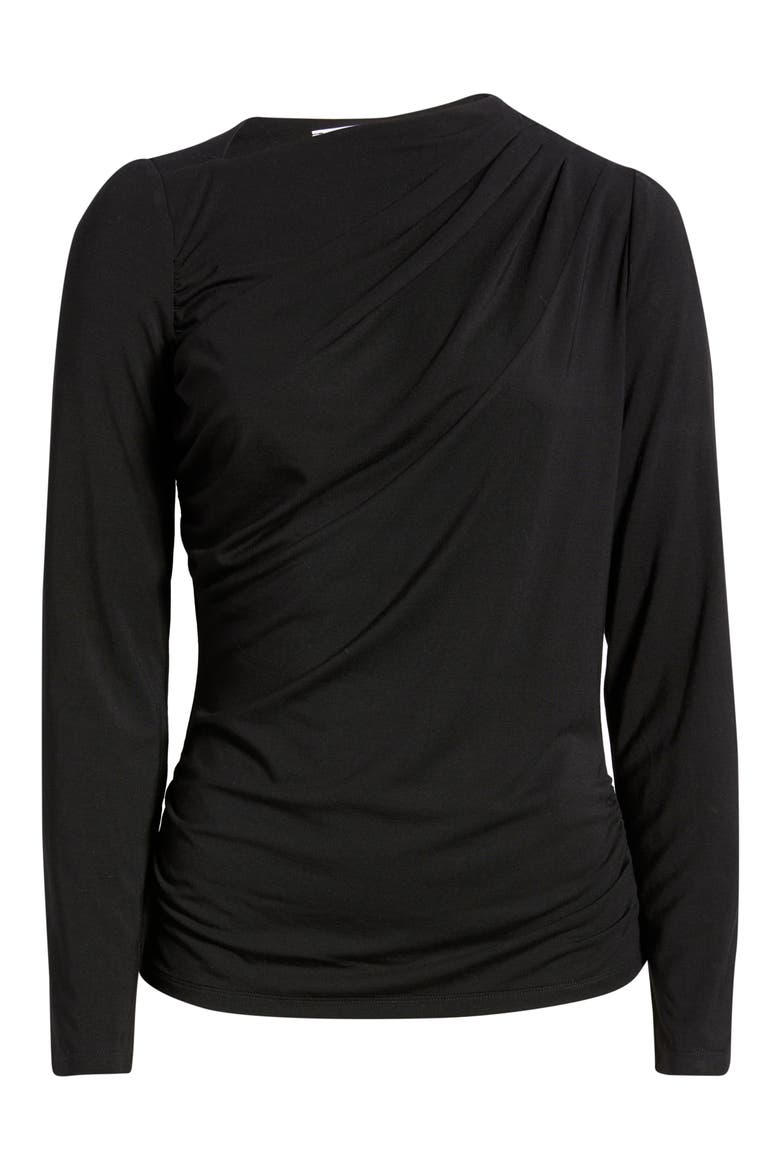 Asymmetric Boat Neck Top, Alternate, color, BLACK