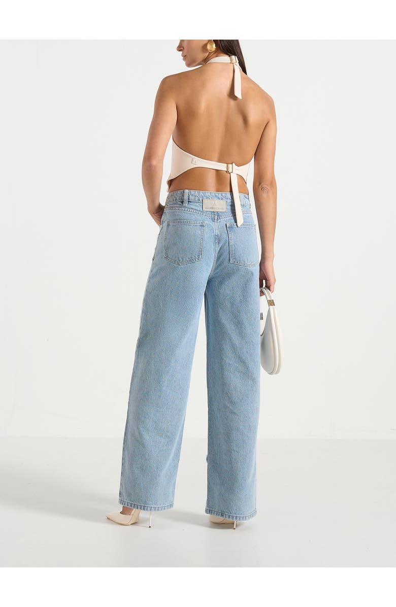 Manière De Voir Claudette Twill Halterneck Backless Top, Alternate, color, Cream