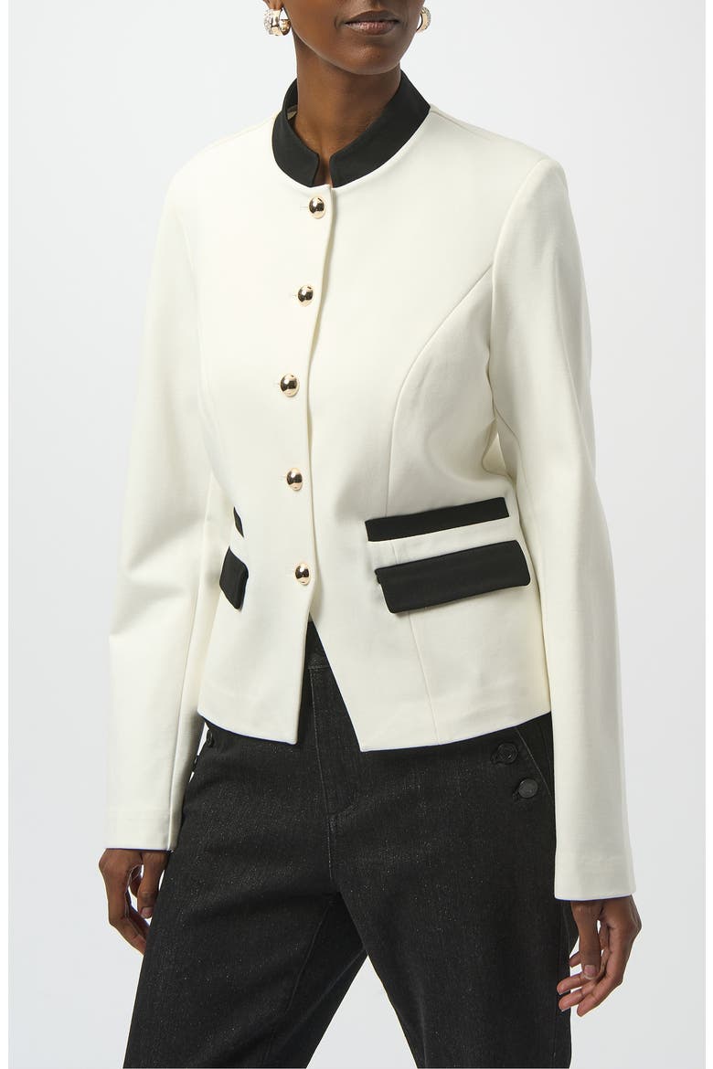 Mandarin Collar Fitted Jacket, Main, color, VANILLA/ BLACK