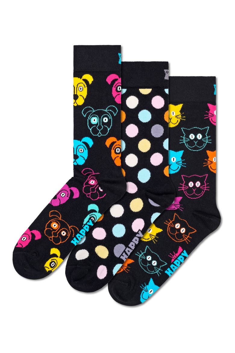 Assorted 3-Pack Crew Socks, Main, color, NAVY