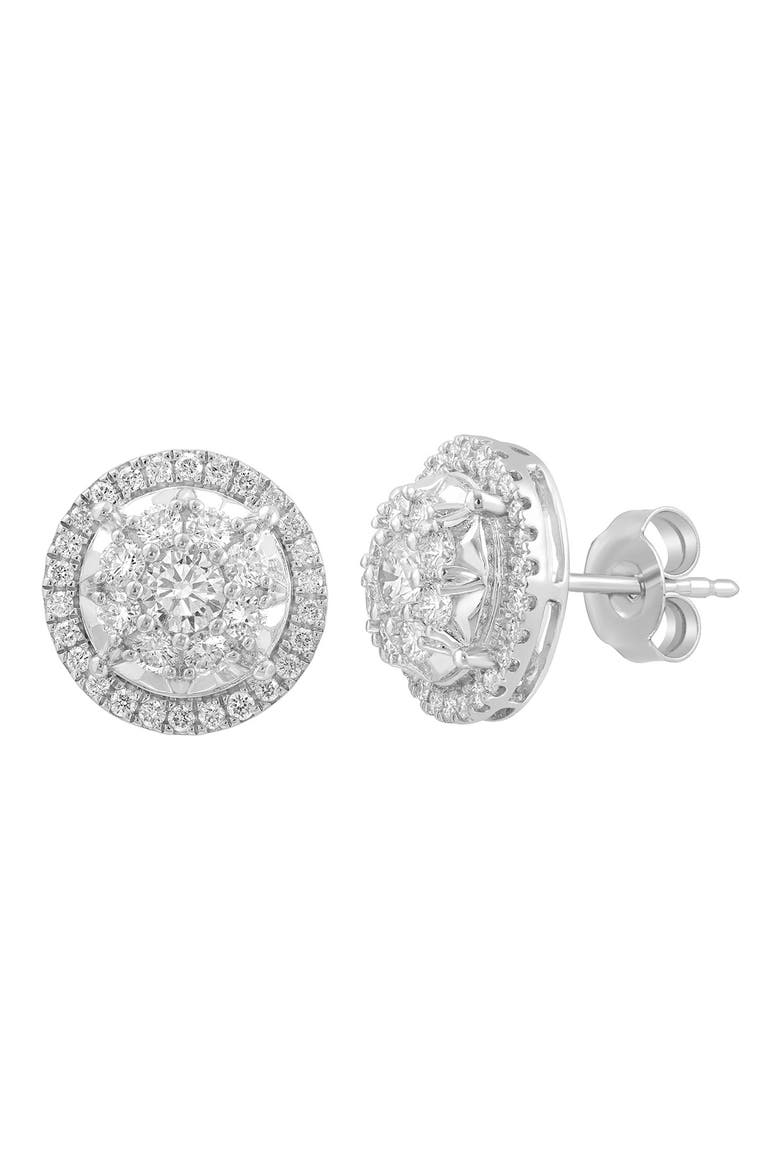 Sterling Silver Lab Grown Diamond Cluster Stud Earrings, Main, color, SILVER