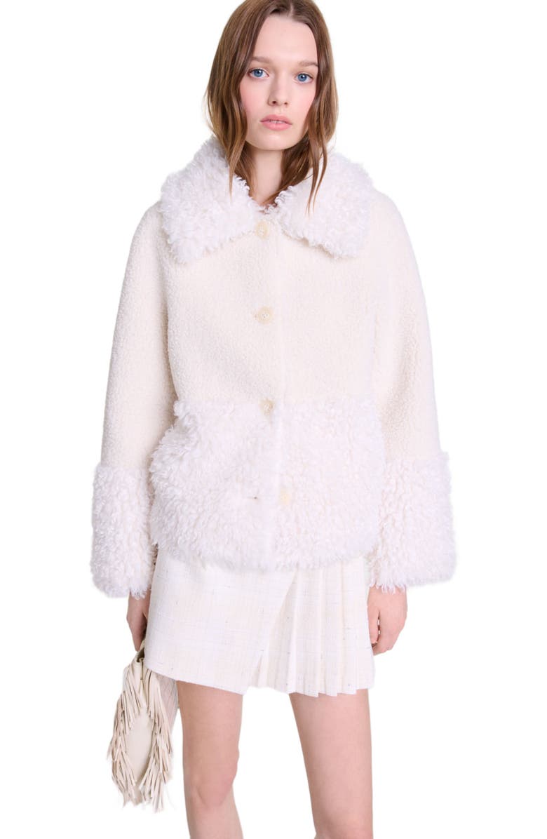 maje Short fake fur coat, Alternate, color,