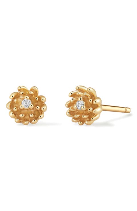 Cubic Zirconia Birthstone Flower Stud Earrings