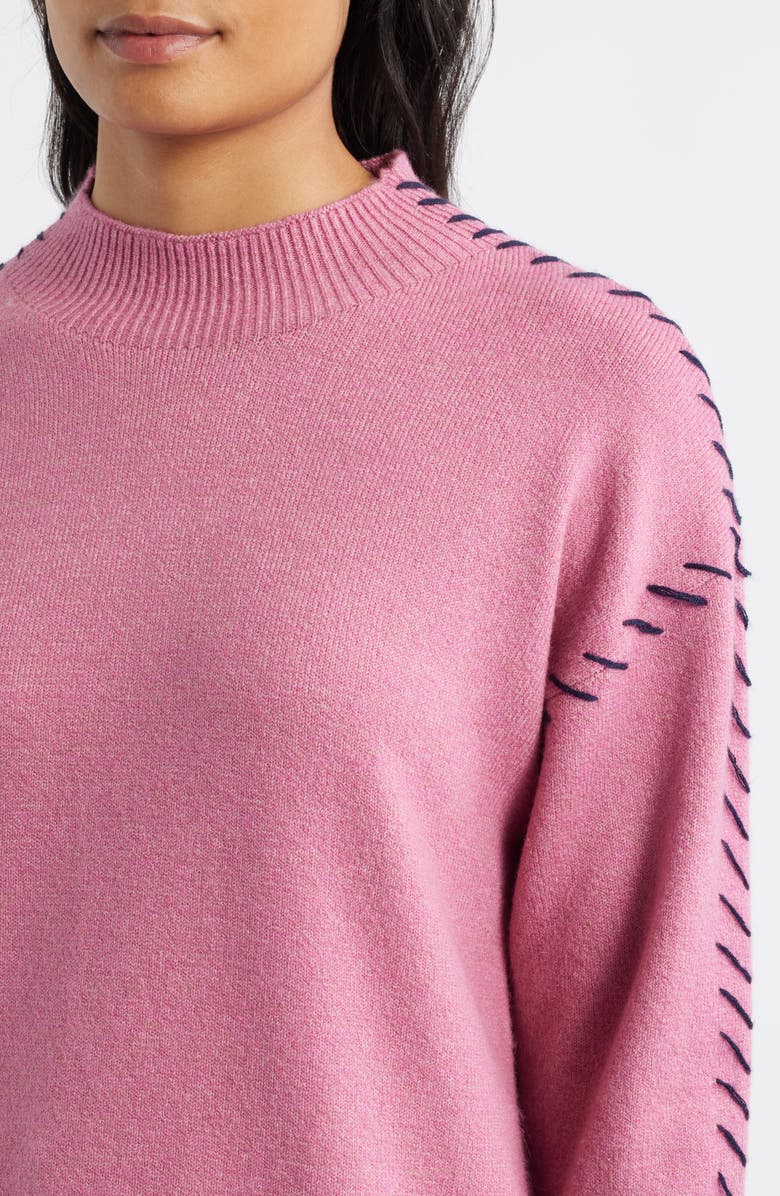 CITY BLUES Lutetia Relaxed Whipstich Sweater, Alternate, color, Rose