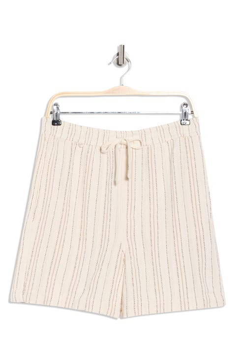 Stripe Textured Drawstring Shorts