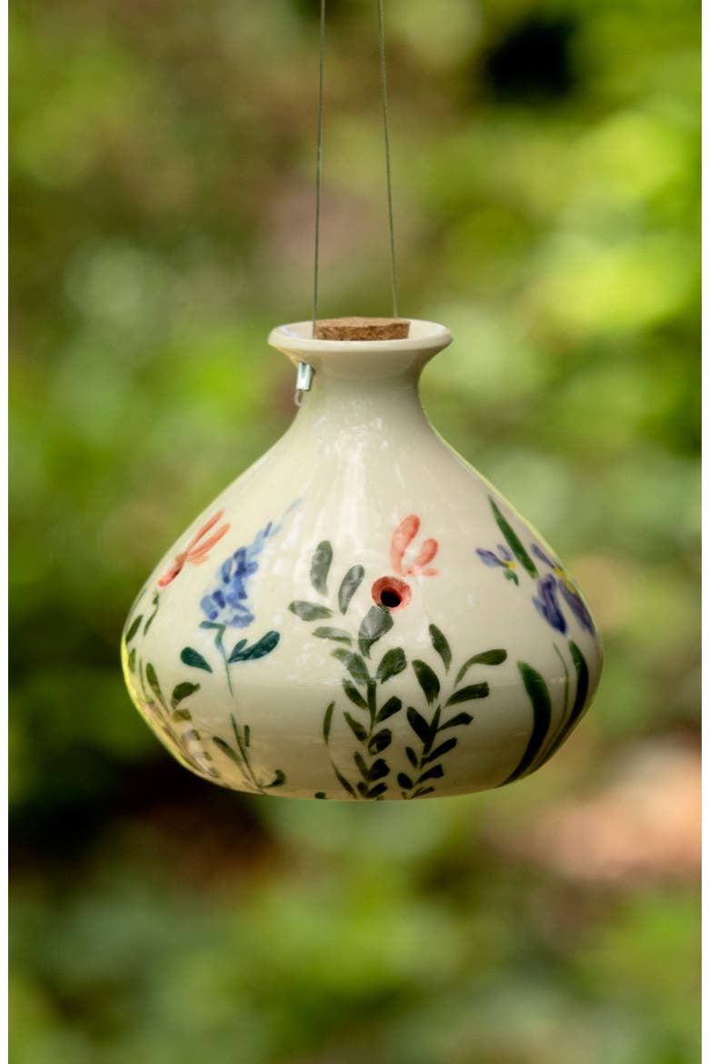 Hand-Painted Porcelain Hummingbird Feeder, Main, color, Multi