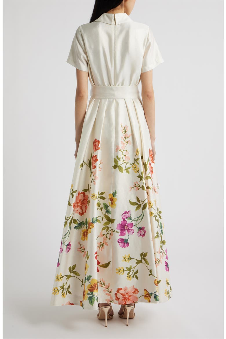 Print Tie Waist Gown, Alternate, color, CREME BLUSH