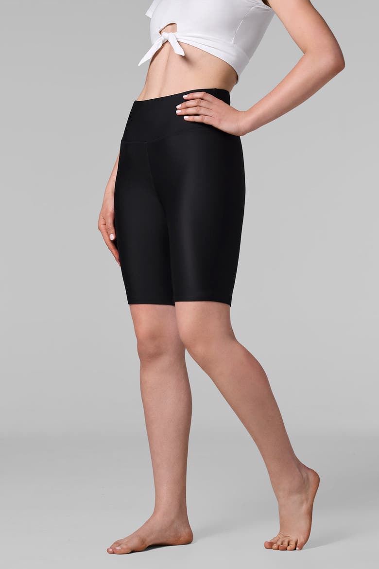 Women's Ocean Sculpt High Rise Swim Shorts, UPF 50+ Sun Protection, Alternate, color, Black