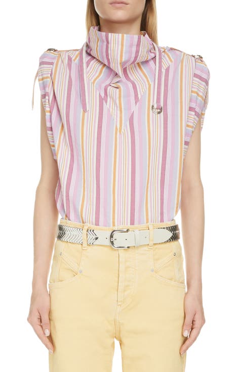 Tarlame Stripe Belted Cotton Top