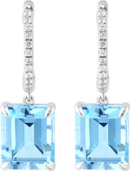 EFFY Blue Topaz & White Sapphire Drop Huggie Hoop Earrings