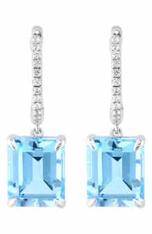 EFFY Blue Topaz & White Sapphire Drop Huggie Hoop Earrings