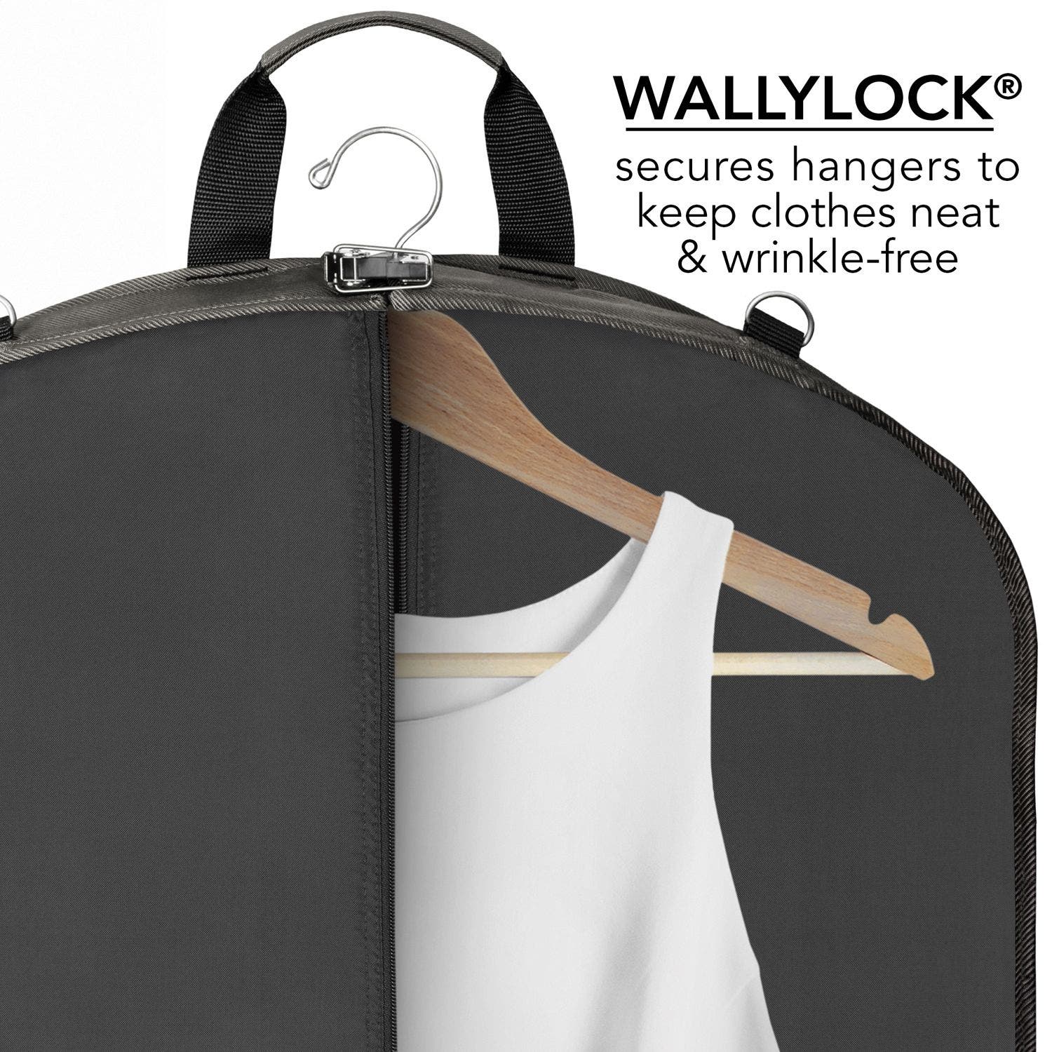 Wallybags 52" Premium Travel Garment Bag with shoulder strap and two large pockets, Alternate, color, Grey