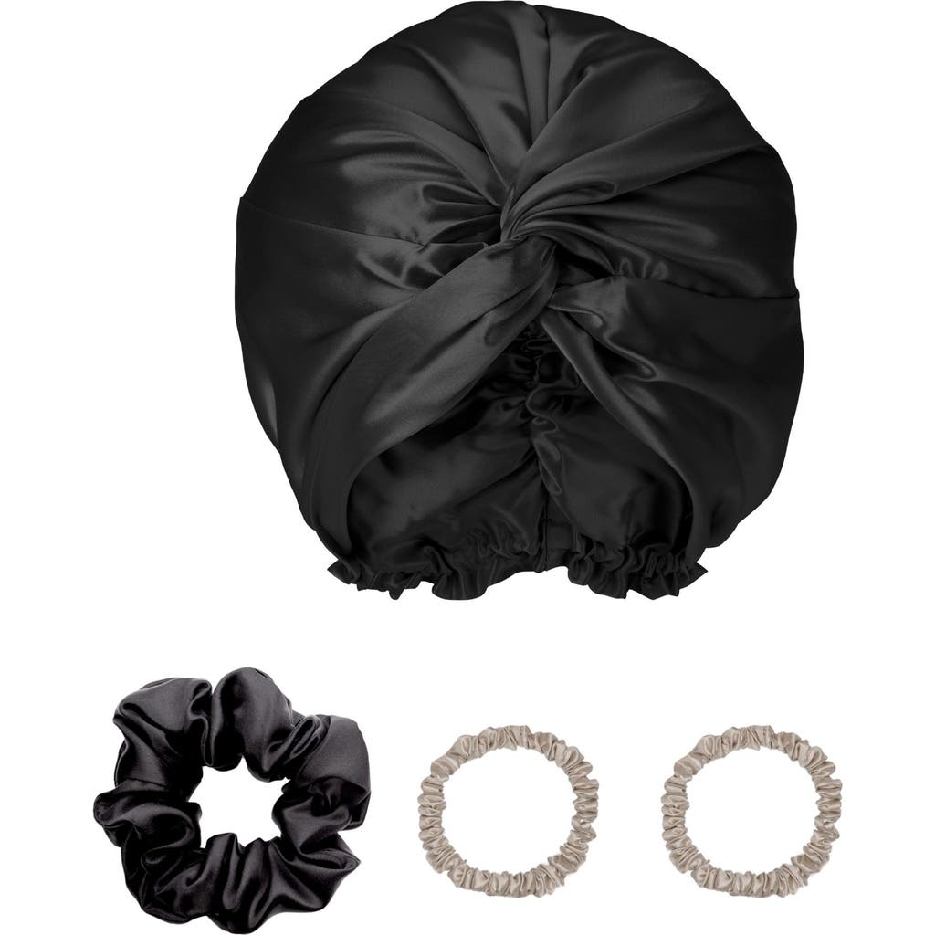 Blissy 4- Piece Silk Hair Bonnet & Scrunchies Set