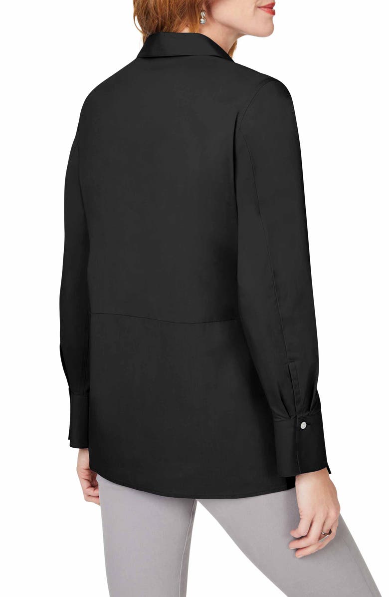 Foxcroft Pippa Pleated Peplum Non-Iron Stretch Tunic, Alternate, color, Black