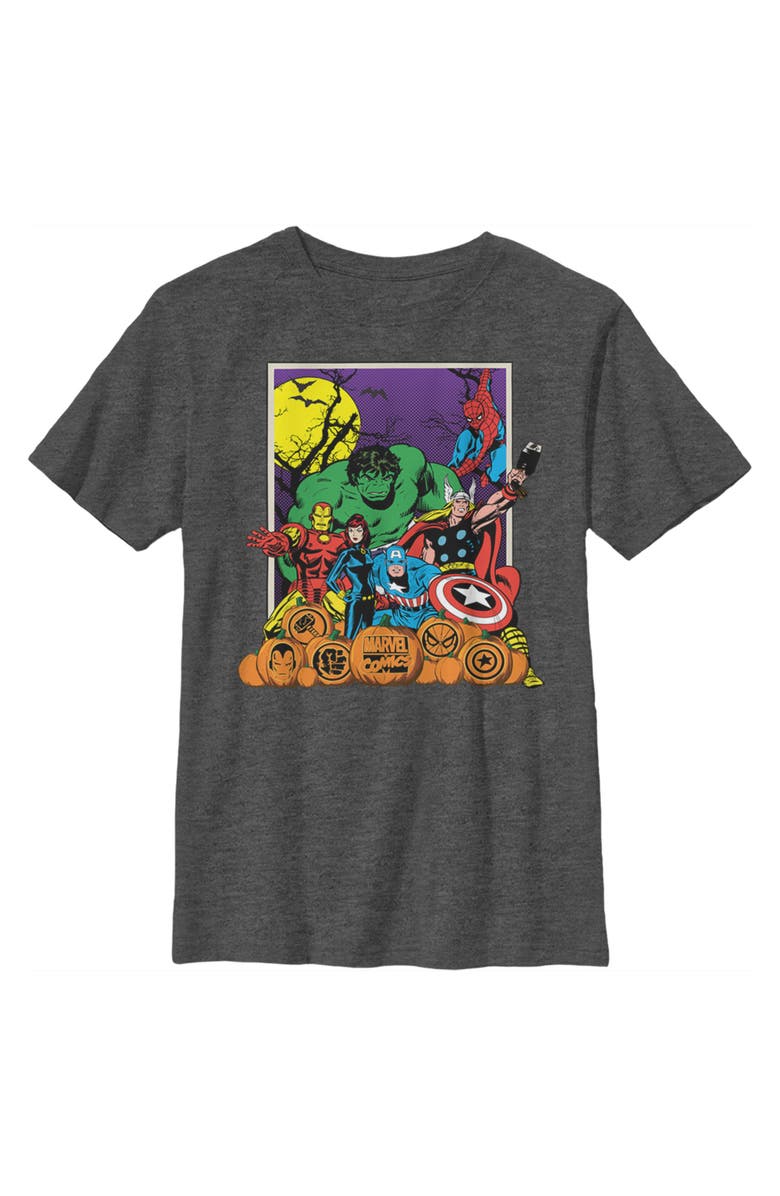 Marvel Boy's Marvel Halloween Avengers Scene Graphic T-Shirt, Main, color, Charcoal Heather
