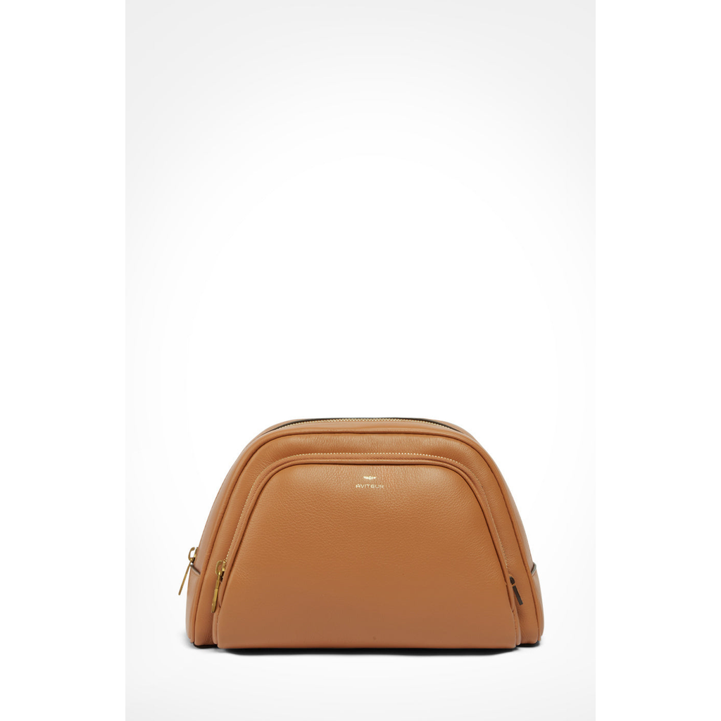 Aviteur Necessaire Calfskin Zipped Toiletry Bag In Brown