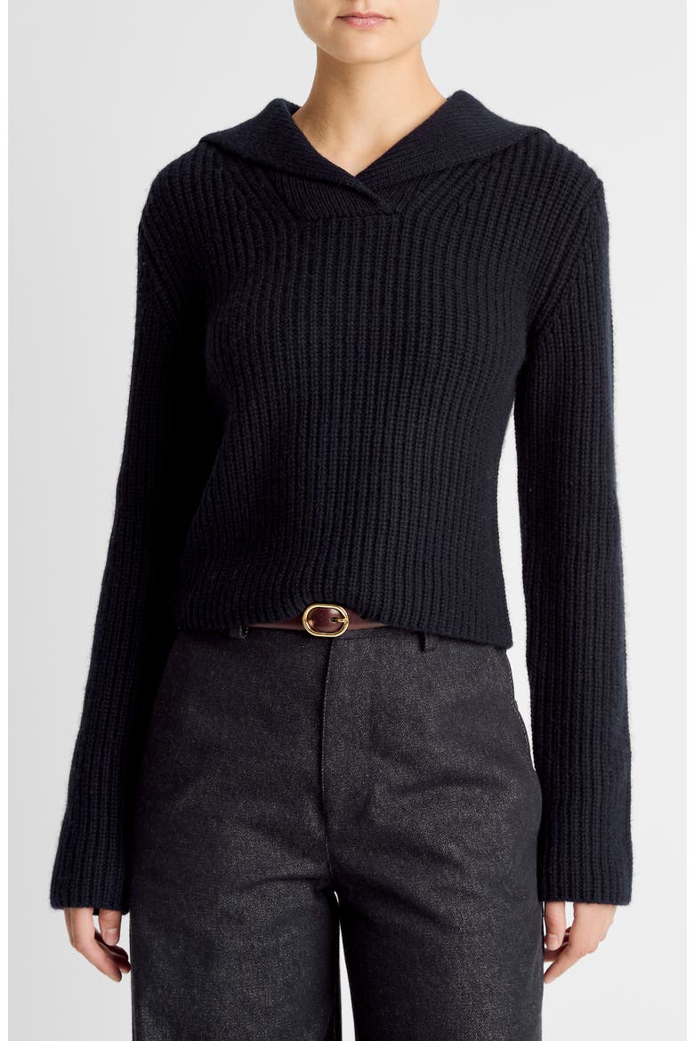 Rib Wool & Cashmere Sailor Collar Sweater, Main, color, COASTAL