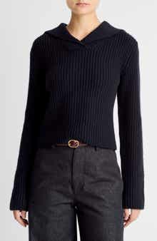 Vince Rib Wool & Cashmere Sailor Collar Sweater