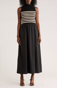 Love By Design Country Club Sleeveless Mixed Media Maxi Dress