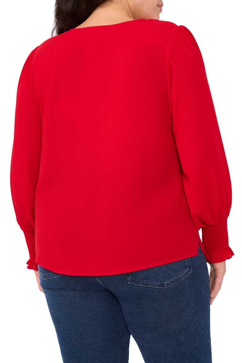 Smock Cuff Crepe Top, Alternate, color, RED