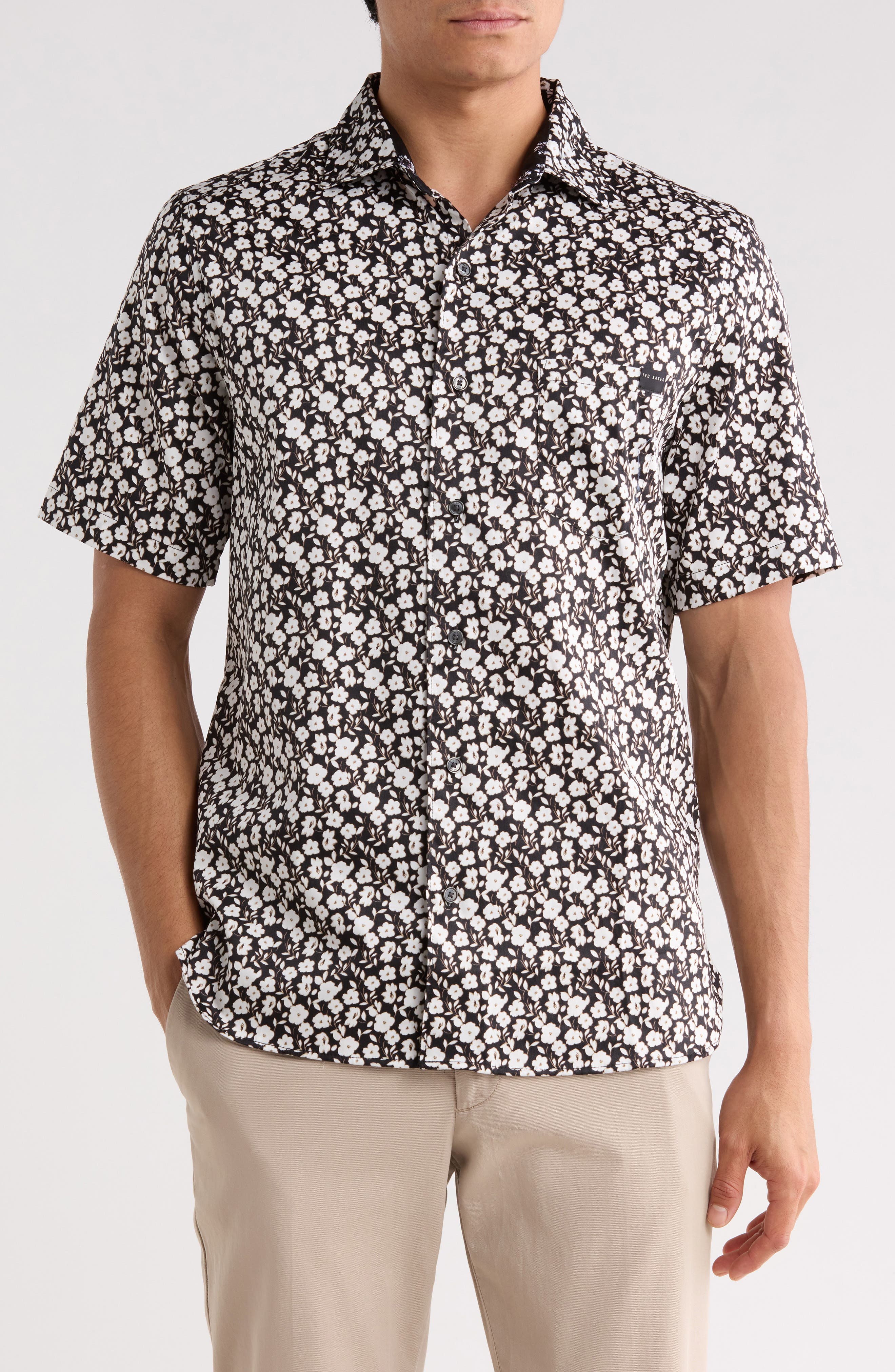 Floral Print Stretch Cotton Shirt