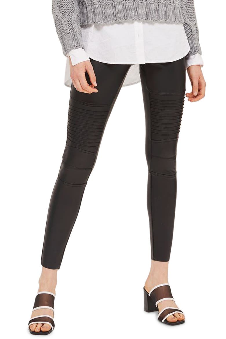 Skinny Faux Leather Biker Pants, Main, color, BLACK