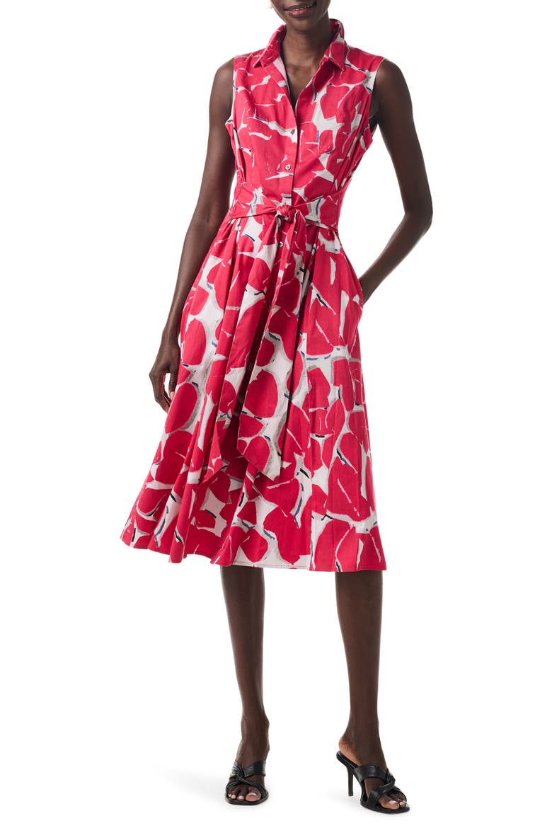 Bold Petals Sleeveless Button-Up Shirtdress, Alternate, color, RED MULTI