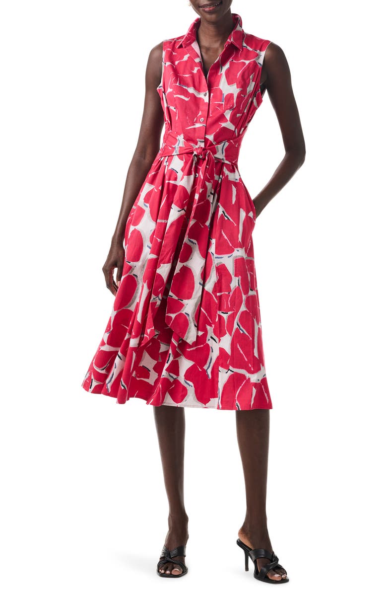 NIC+ZOE Bold Petals Sleeveless Button-Up Shirtdress, Alternate, color, Red Multi