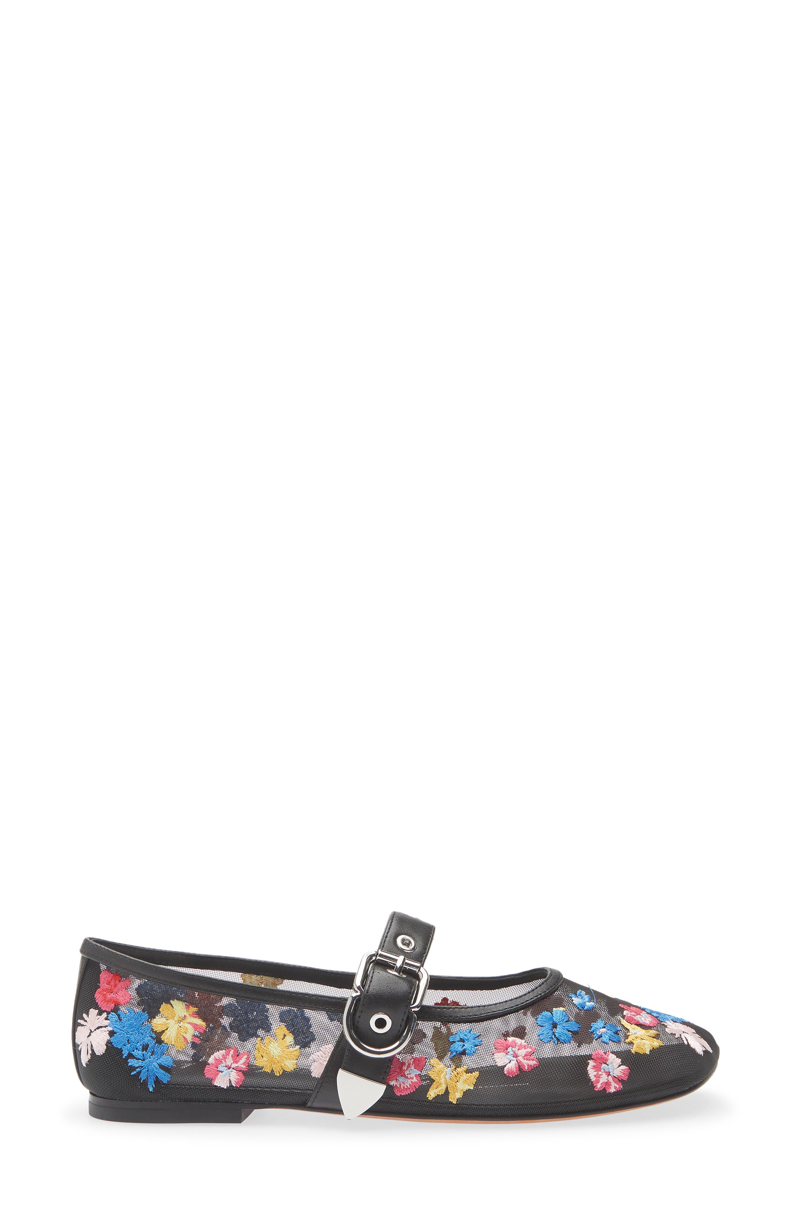 3.1 Phillip Lim Flowerworks Mesh Mary Jane Flat, Alternate, color, Black Multi