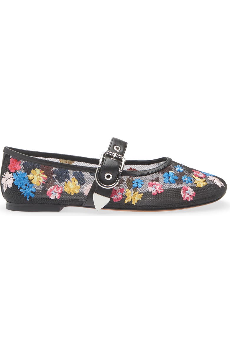 3.1 Phillip Lim Flowerworks Mesh Mary Jane Flat, Alternate, color, Black Multi
