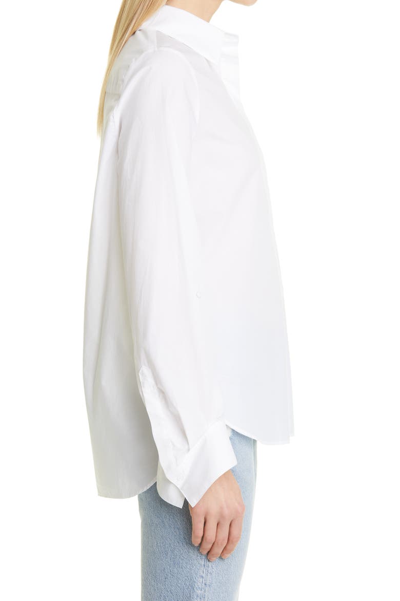 The Boyfriend Cotton Button-Up Shirt, Alternate, color, WHITE