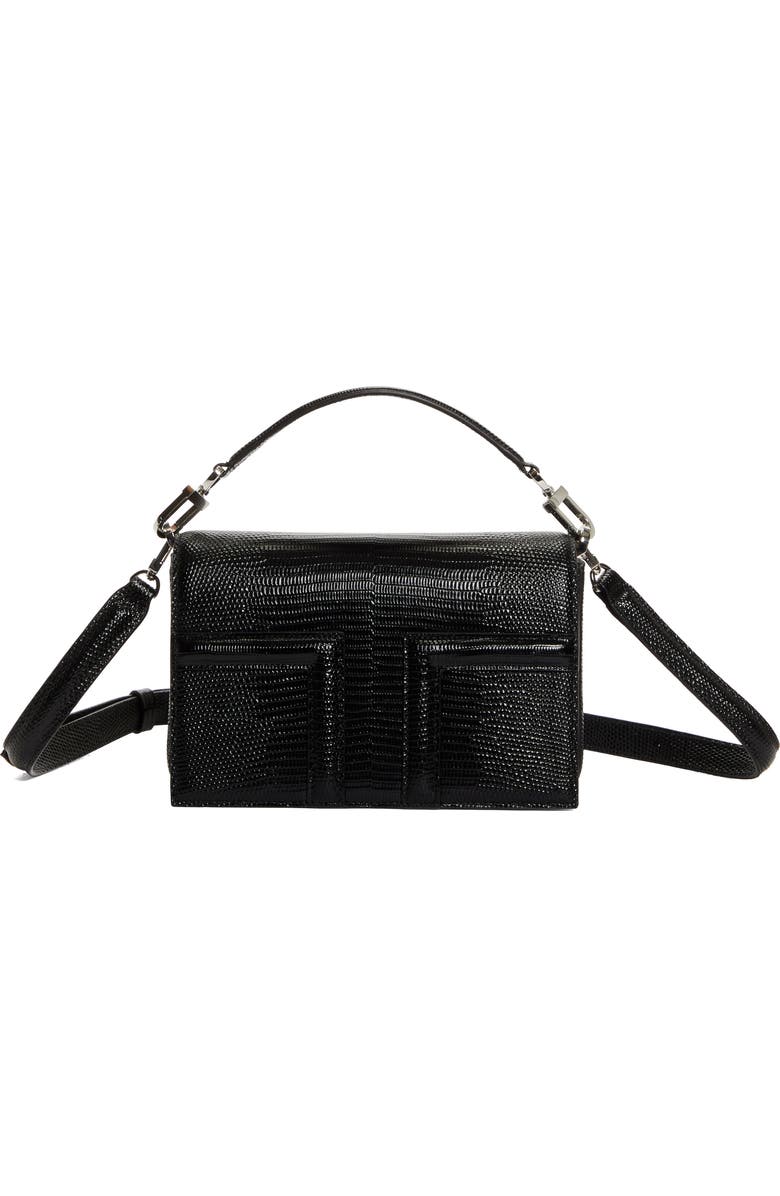 TOTEME Mini T-Flap Lizard Embossed Leather Top Handle Bag, Main, color, Black