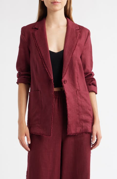 Tarida Frayed Linen Blazer