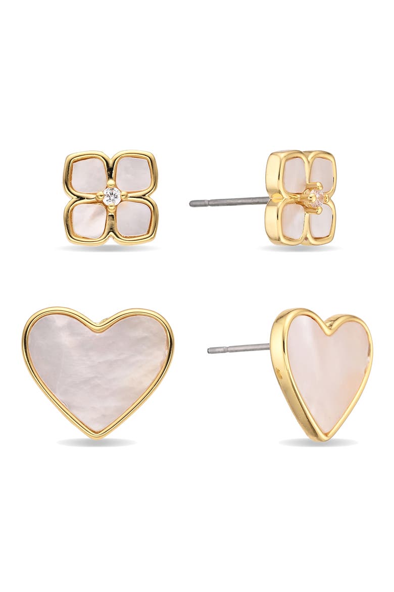 Romy Mother-of-Pearl Stud Earrings, Main, color, GOLD