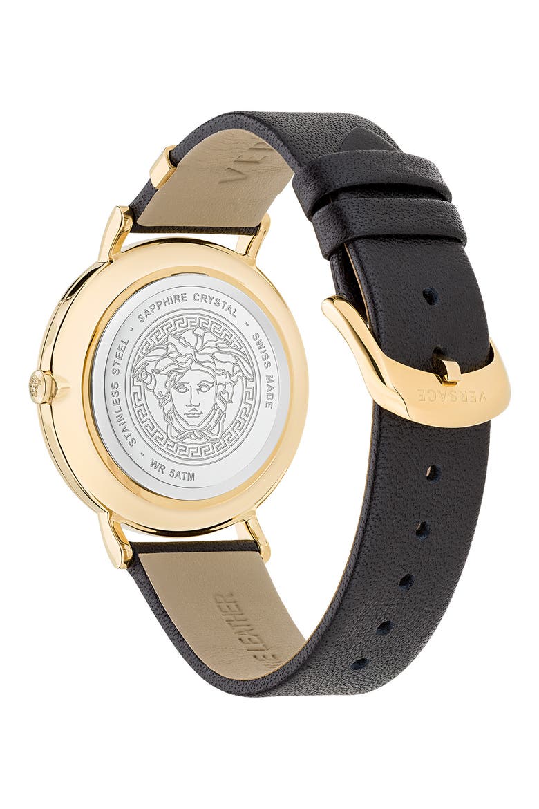 V-Eternal Leather Strap Watch, Alternate, color, GOLD