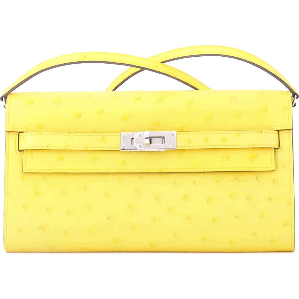 Pre-owned Hermes Hermes Kelly To Go Wallet Ostrich In Yellow