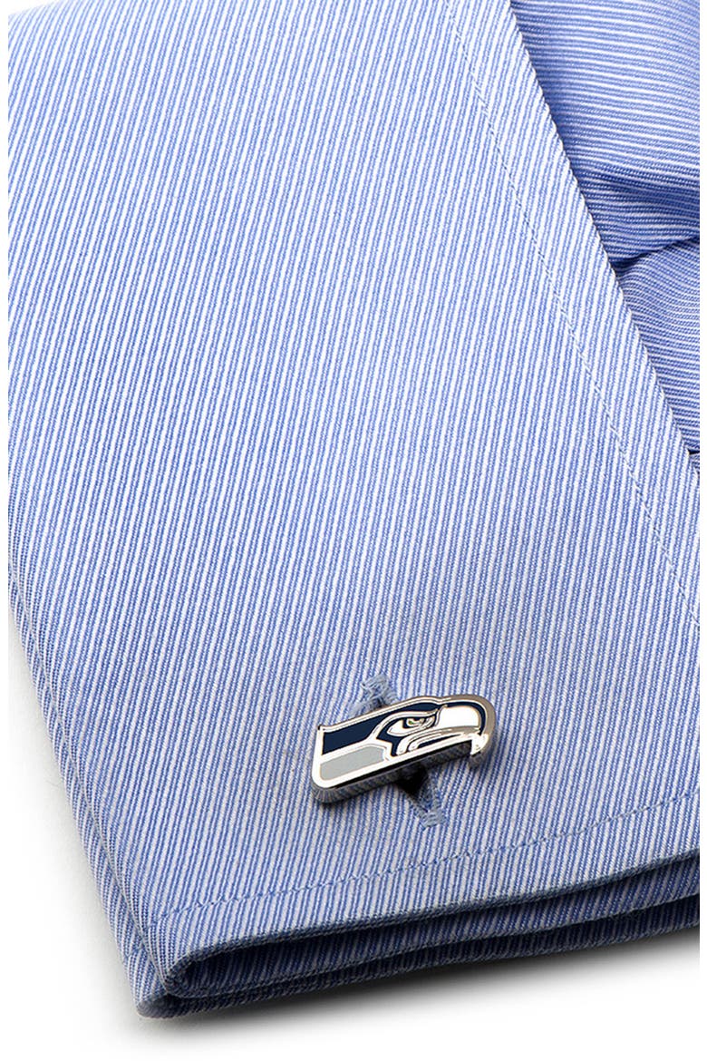 NFL Seattle Seahawks Cuff Links, Alternate, color, BLUE