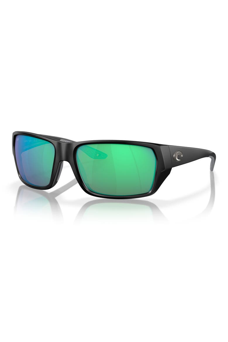 Tailfin 60mm Polarized Sunglasses, Alternate, color, BLACK/ GREEN MIRROR