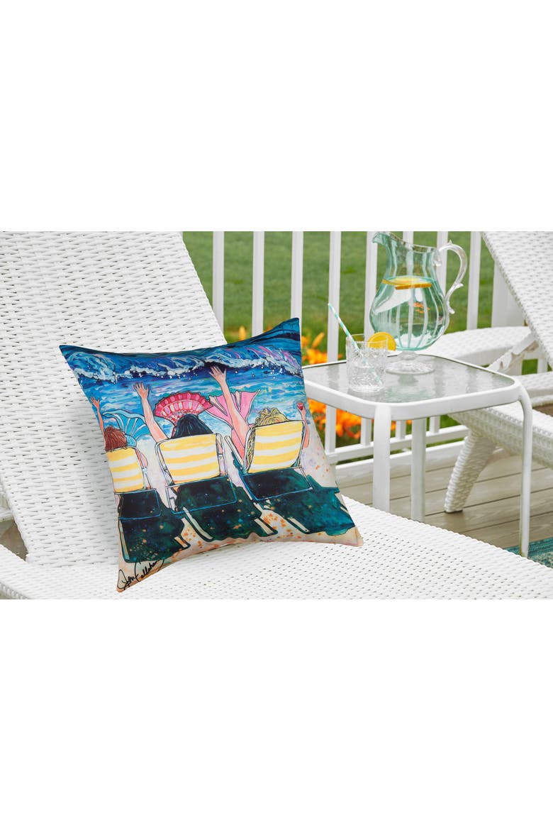 Relaxing Mermaid Tails Printed Indoor/Outdoor Pillow 18" x 18", Alternate, color, Blue