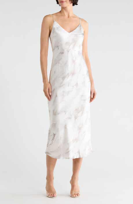 Seridie Feather Print Midi Slipdress