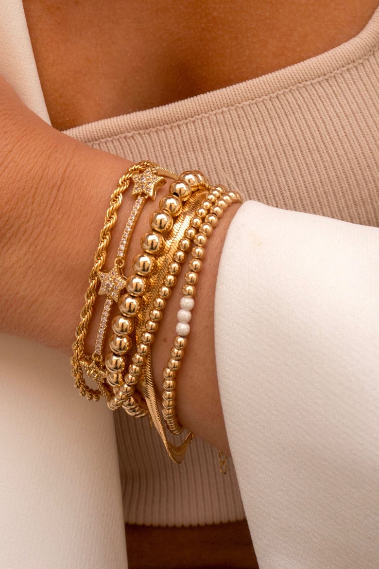 Small Bead Bracelet, Alternate, color, Gold