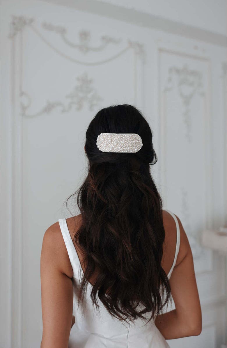 Untamed Petals Bridgette Pearl Barrette, Alternate, color, Pearl