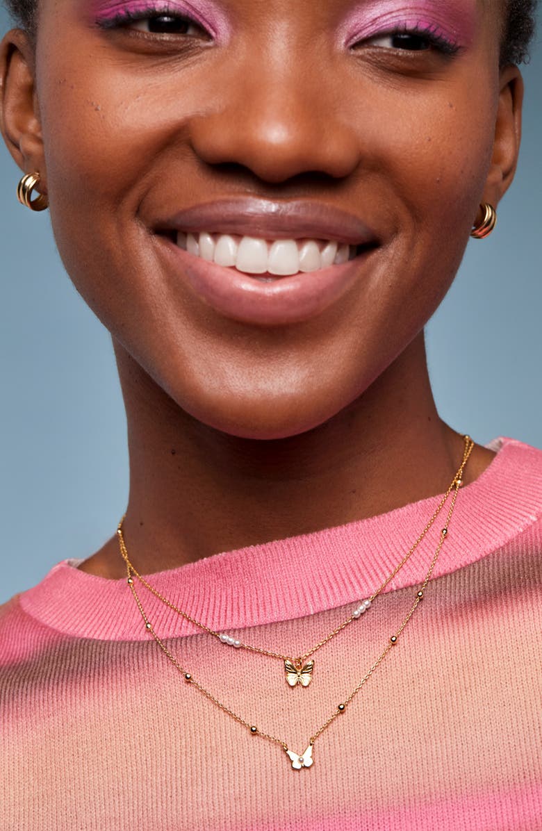 Estella Bartlett Butterfly Pendant Necklace, Alternate, color, Gold