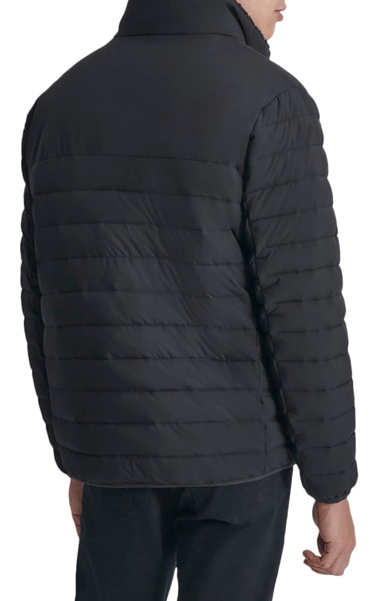 DKNY Water Resistant Faux Shearling Lined Quilted Jacket, Alternate, color, Ebony